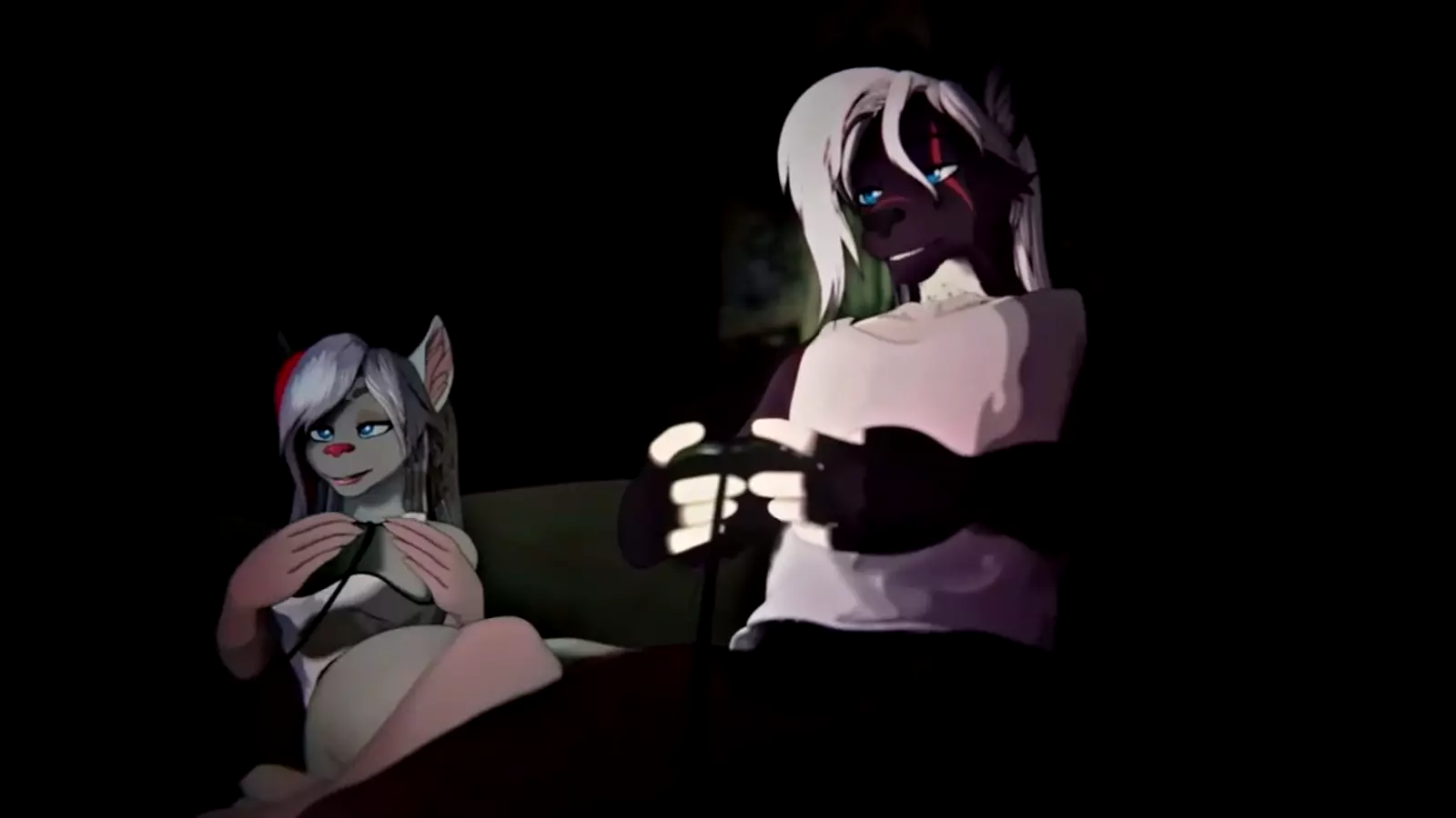 Anthro clan br and half sister in a bedroom setting